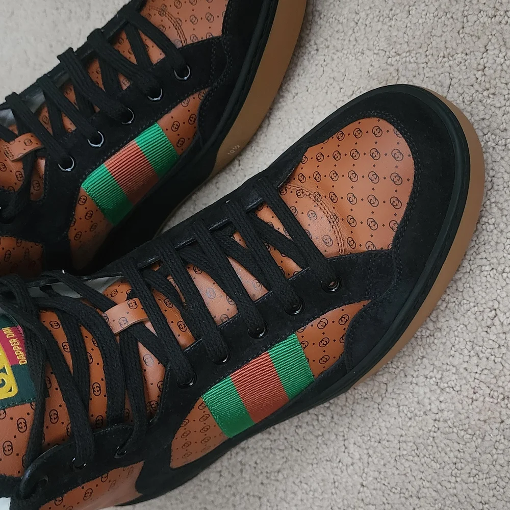 Gucci × Dapper DAN Brown High-Top Sneakers Sz 10.5